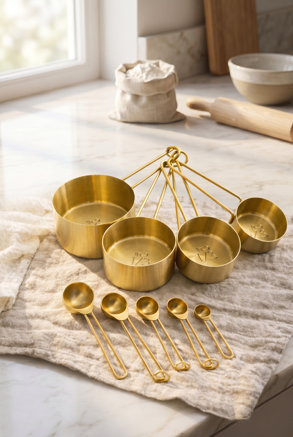 Gold Measuring Cups & Spoons Set