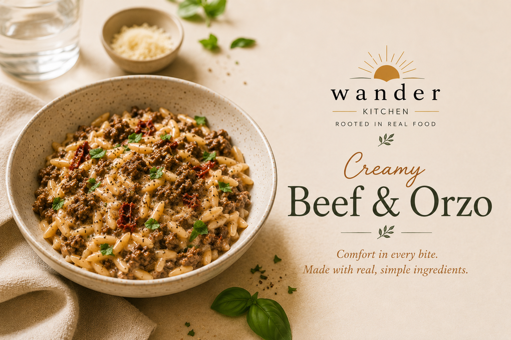 Creamy Beef & Orzo (Dairy- Free) Recipe Card