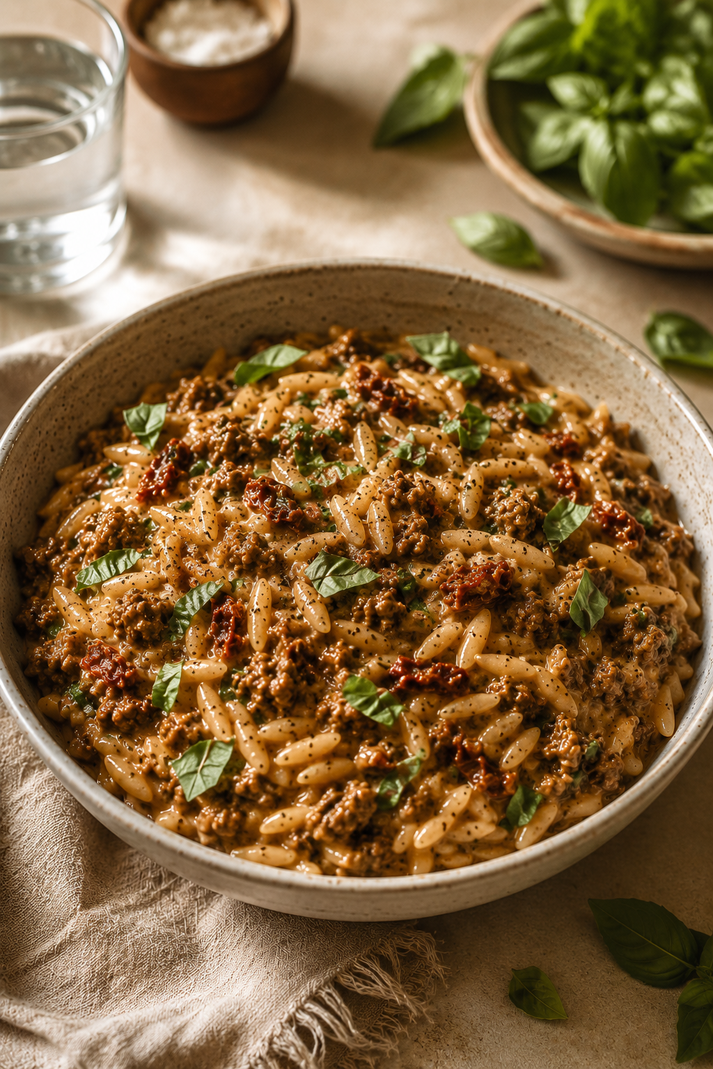 Creamy Beef & Orzo (Dairy- Free) Recipe Card