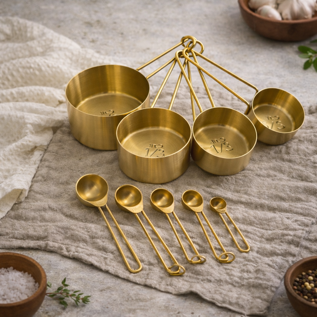 Gold Measuring Cups & Spoons Set