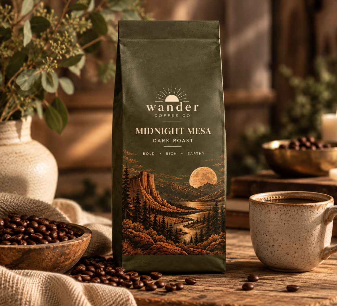Midnight Mesa Dark Roast Coffee- Ground & Whole Bean - Drip, Versatile
