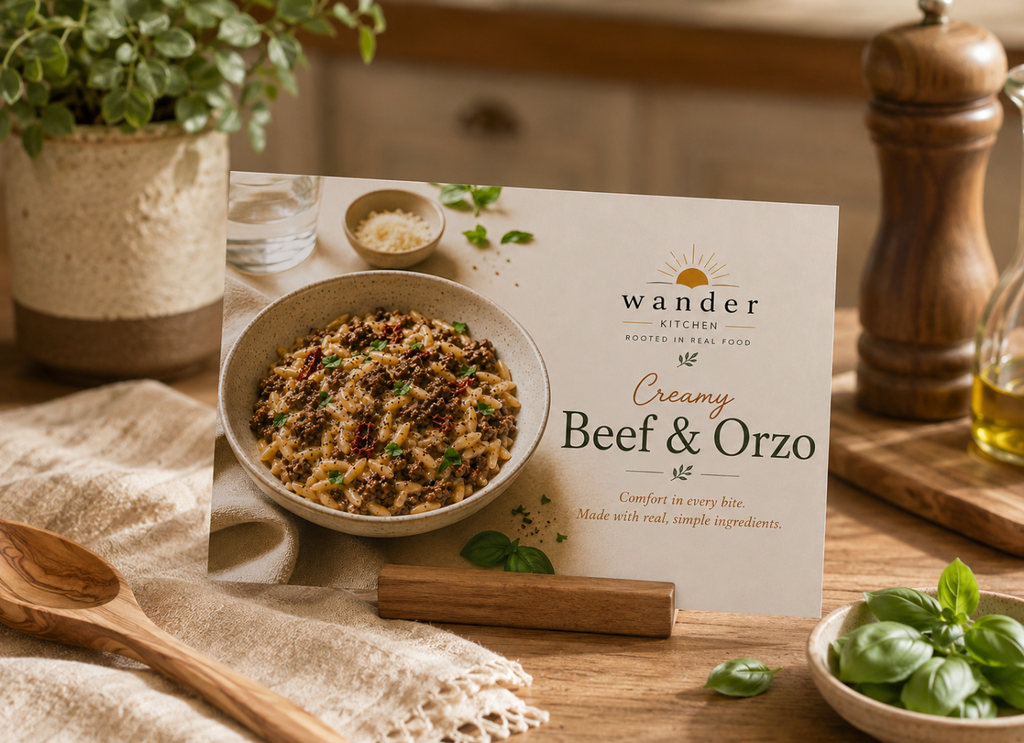 Creamy Beef & Orzo (Dairy- Free) Recipe Card
